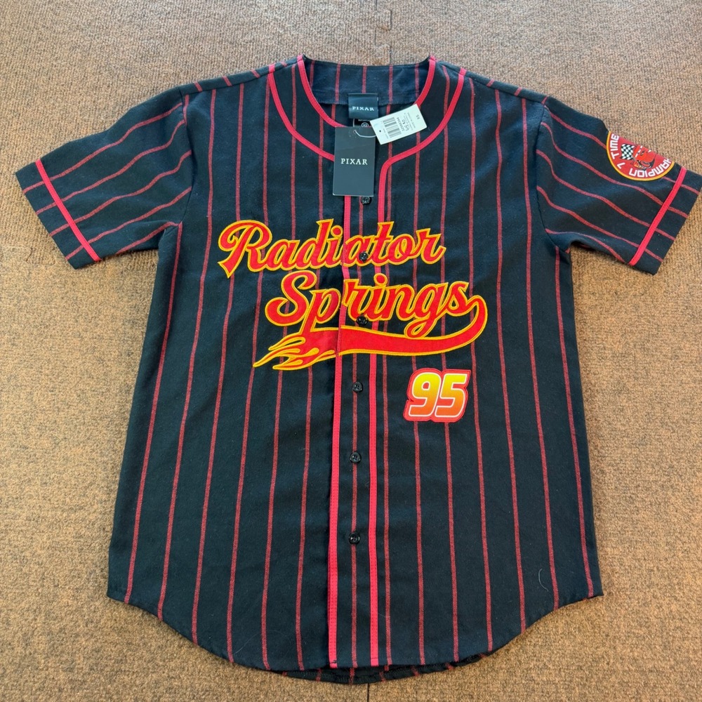 Disney Pixar Cars Lightning McQueen Flannel Baseball Jersey Radiator Springs XS